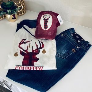 ~Southern Junkie~ New Christmas Shirt & Hat Sz. M